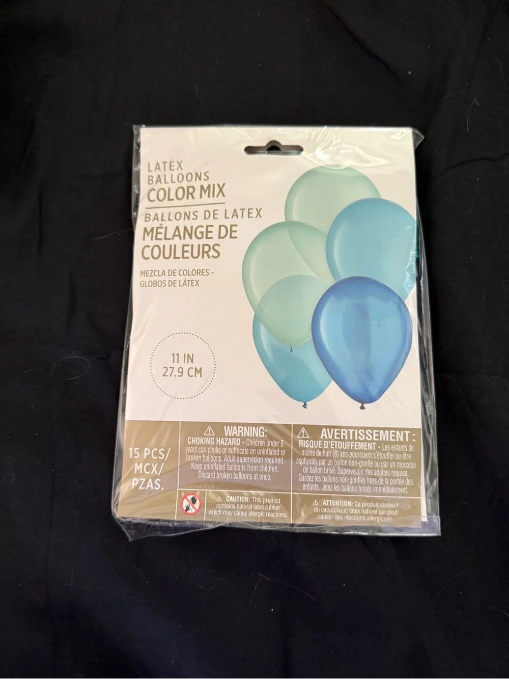 11” Blue Color Mix Premium Latex Balloons - Blue & Teal - Pack of 15
